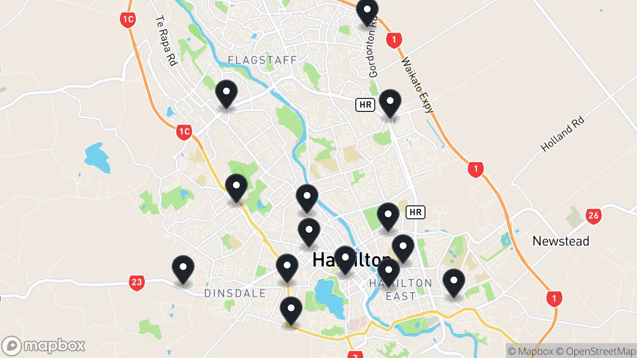 Map of local businesses in Hamilton